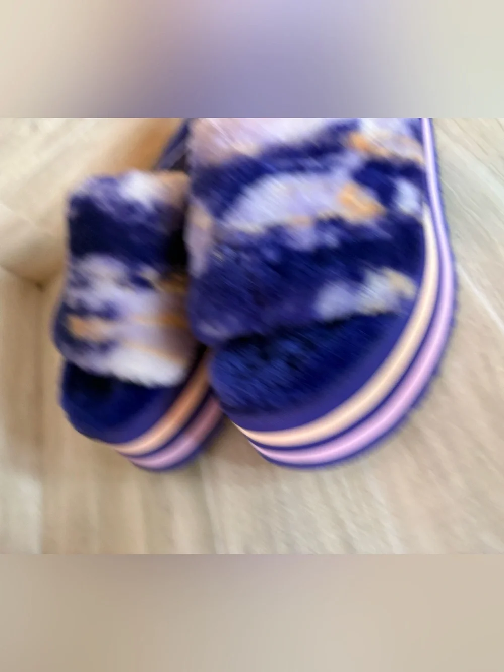 Ugg disco slide stripe graphic strap platform slippers sandals violet night